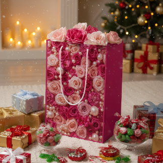 Elegant Pink Roses Gift Bag