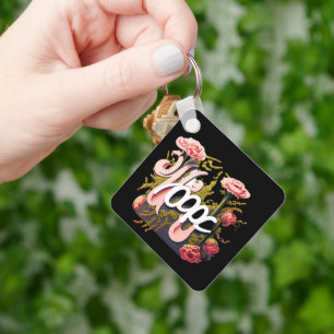 Elegant Pink Roses Hope Typography Keychain