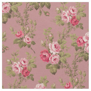 Elegant Pink Roses-Old Rose Background Fabric