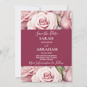 Elegant Pink Roses Save the Date Invitation