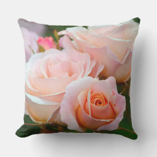 Elegant pink roses throw pillow