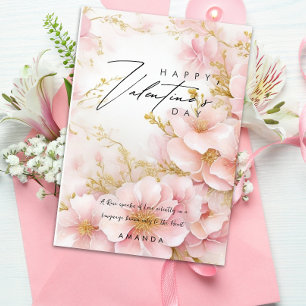 Elegant Pink Roses Valentine's day card for her 