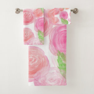 Elegant Pink Roses Watercolor Floral Pattern  