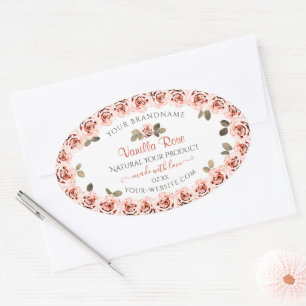 Elegant Pink Roses White Product Packaging Labels