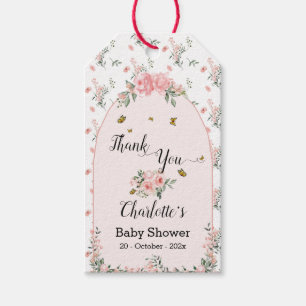 Elegant Pink Roses with Butterflies Baby Shower Gift Tags