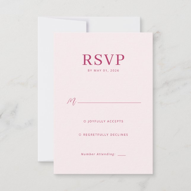 Elegant Pink RSVP Card (Front)