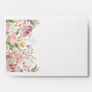 Elegant Pink Sage Green Floral Script Wedding Enve Envelope