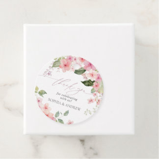 Elegant Pink Sakura Flowers Wedding Favor Tags