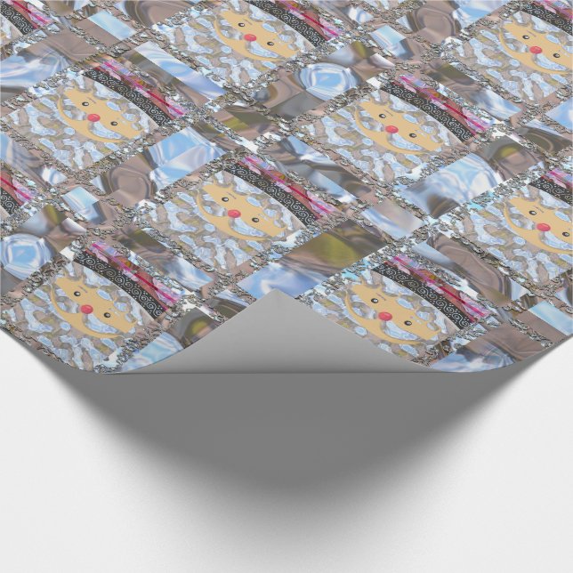 Elegant Pink Santa II  Chic Christmas Wrapping Paper (Corner)