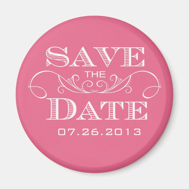 Elegant Pink Save the Date Magnet (Front)