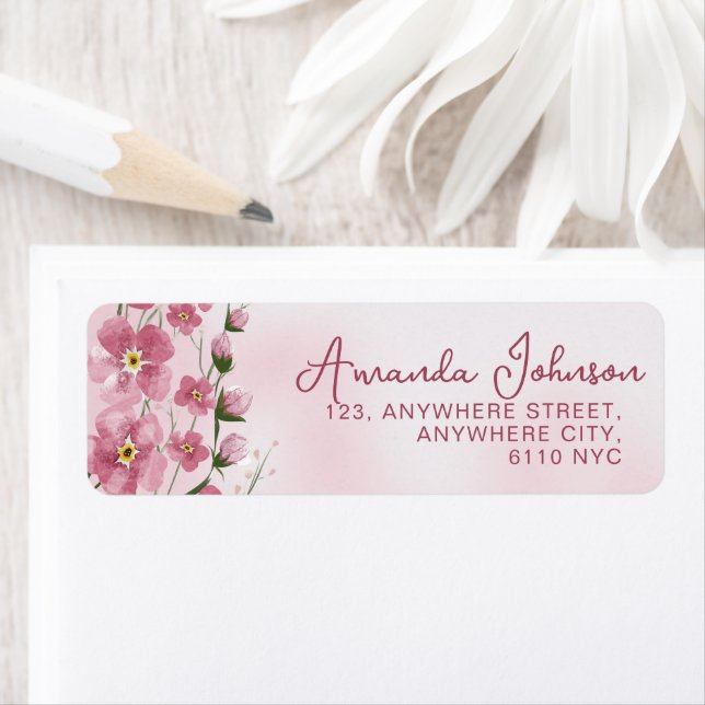 Elegant Pink Script Botanical Watercolor  (Insitu)