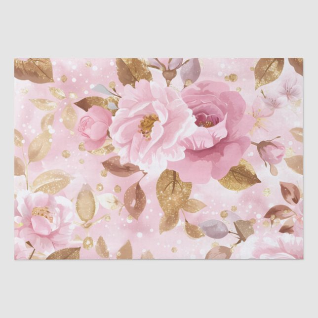 elegant pink seamless pattern with flowers roses a tissue paper (Front)