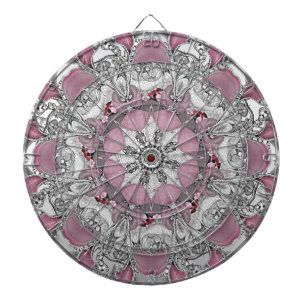Elegant Pink Silver Decorative Dartboard