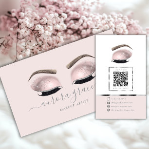 Elegant Pink Silver Glitter Makeup Artist Business Card