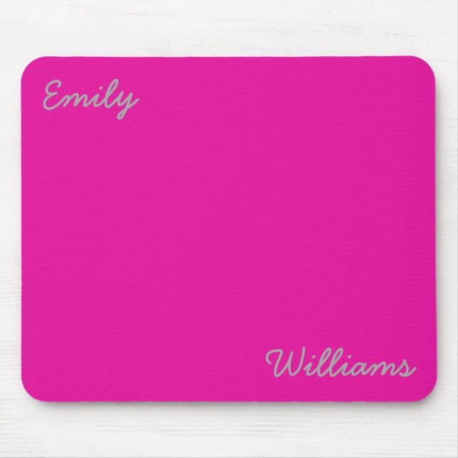 Elegant Pink Silver Grey Typography Minimalist Mouse Pad (Front)