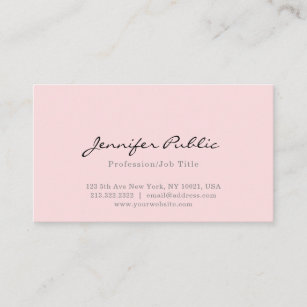 Elegant Pink Simple Professional Modern Plain Business Card