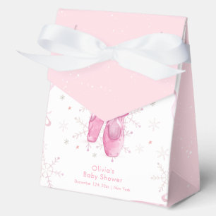 Elegant Pink Snowflake Ballerina Girl Baby Shower Favor Box