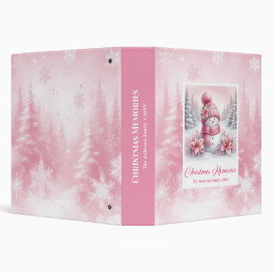 Elegant Pink Snowman Kids Gift Christmas Memory Binder
