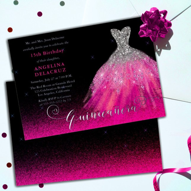 Elegant Pink Spanish Gown Quinceañera - Silver (Creator Uploaded)
