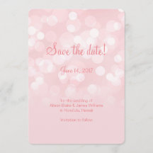 Elegant pink sparkling bokeh  save the date card