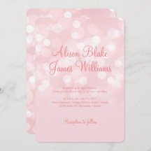 Elegant pink sparkling bokeh wedding invitation