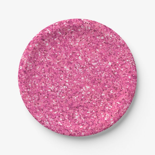 Elegant Pink sparkling glitter pattern            Paper Plate (Front)