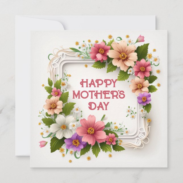 Elegant Pink Spring Floral Mother's Day Card (Front)