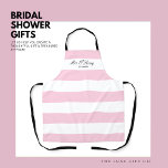 Elegant Pink Stripe Bride to Be Bridal Shower Apron<br><div class="desc">Introducing the perfect gift for the bride-to-be or wife in your life: an elegant personalized apron that's both stylish and functional. The design features gorgeous blush pink and white stripes, making it a beautiful addition to any kitchen. The apron is also personalized with the recipient's name, adding a special touch...</div>