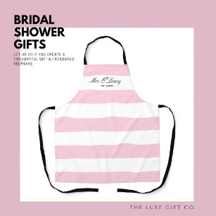 Elegant Pink Stripe Bride to Be Bridal Shower Apron