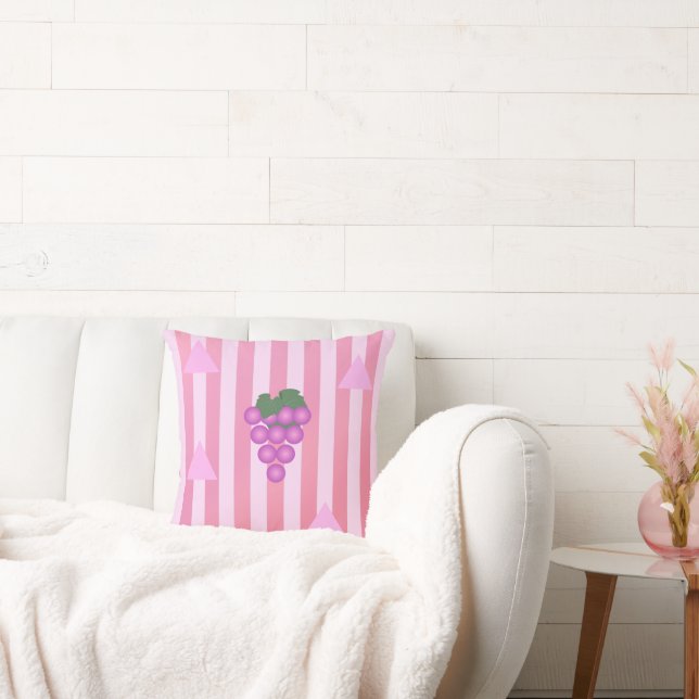 Elegant Pink Stripe with Faith Fruit Grape Design Throw Pillow (Couch)