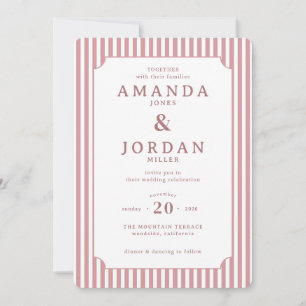 Elegant Pink Striped Wedding Invitation