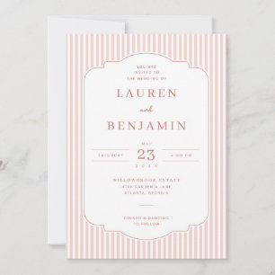 Elegant Pink Striped Wedding Invitation