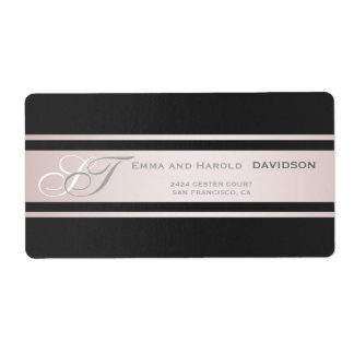 Elegant Pink Stripes Black Texture Custom Monogram