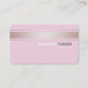Elegant Pink Stripes Pink Textured Custom Business Card