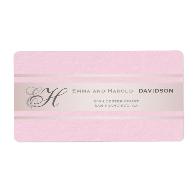 Elegant Pink Stripes Pink Textured Custom Monogram (Front)