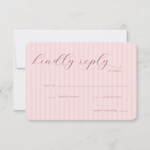 Elegant Pink Stripes RSVP Card