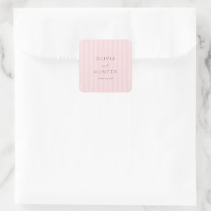 Elegant Pink Stripes Square Sticker
