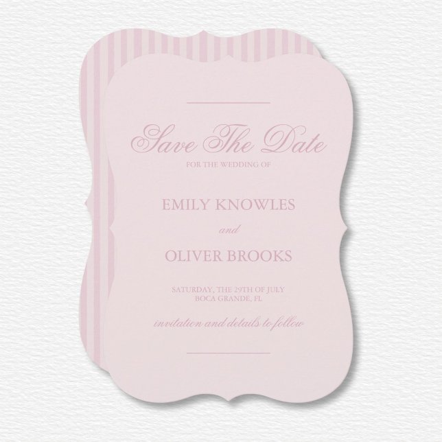 Elegant Pink Stripes Wedding Save The Date (Creator Uploaded)
