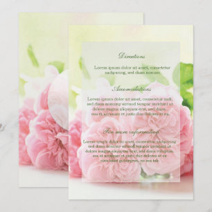 Elegant Pink Summer Rose Wedding Directions Invitation