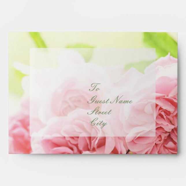 Elegant Pink Summer Rose Wedding Envelopes (Front)