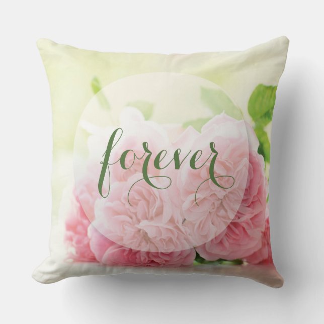 Elegant Pink Summer Rose Wedding Forever Throw Pillow (Front)