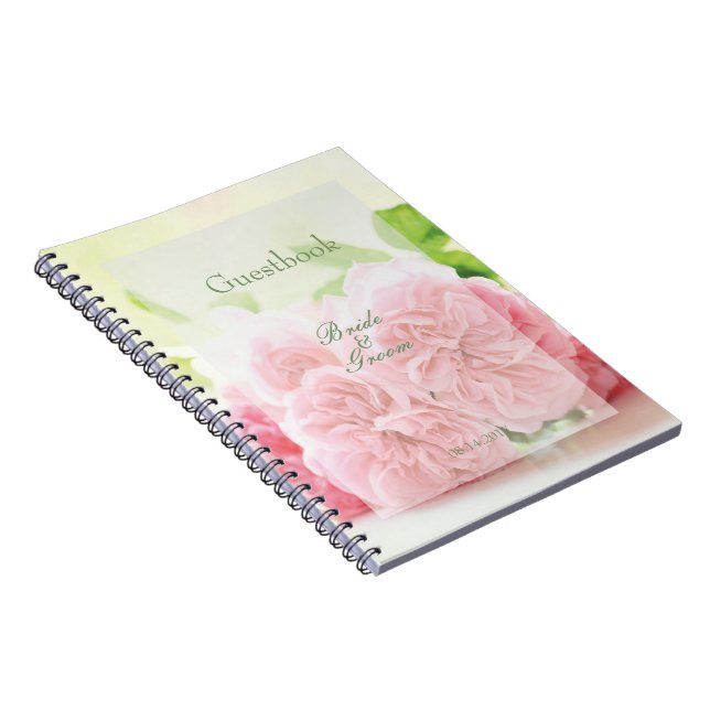 Elegant Pink Summer Rose Wedding guest book (Right Side)