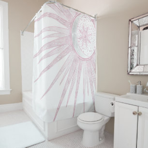 Elegant Pink Sun Moon Doodle Mandala White Design