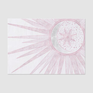 Elegant Pink Sun Moon Doodle Mandala White Design Tissue Paper