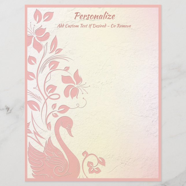 Elegant Pink Swan Floral Design Personalize (Front)