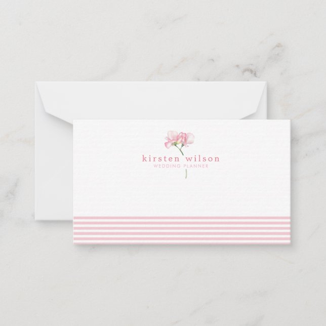 Elegant Pink Sweet Pea Flowers - Personalized Card (Front)