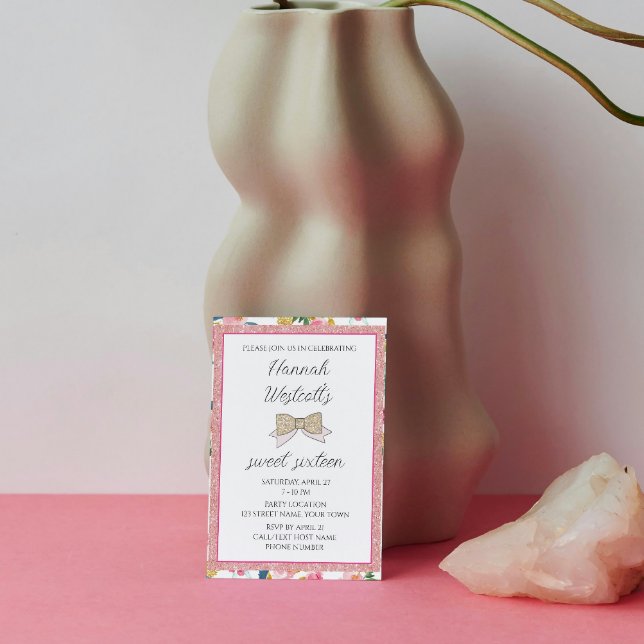 Elegant Pink Sweet Sixteen Invitation (Creator Uploaded)