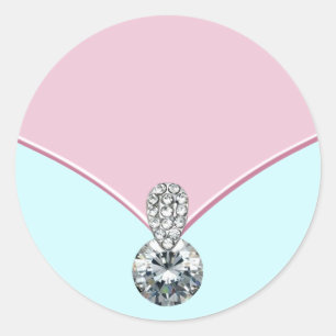 Elegant Pink Teal Blue Diamond Stickers