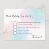 Elegant Pink Teal with Gold Confetti Wedding RSVP
