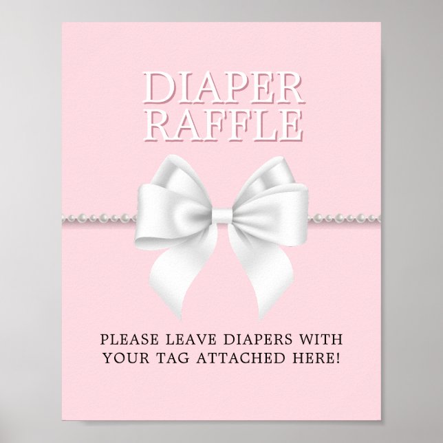 Elegant Pink Tiffany Baby Shower Diaper Raffle Poster (Front)